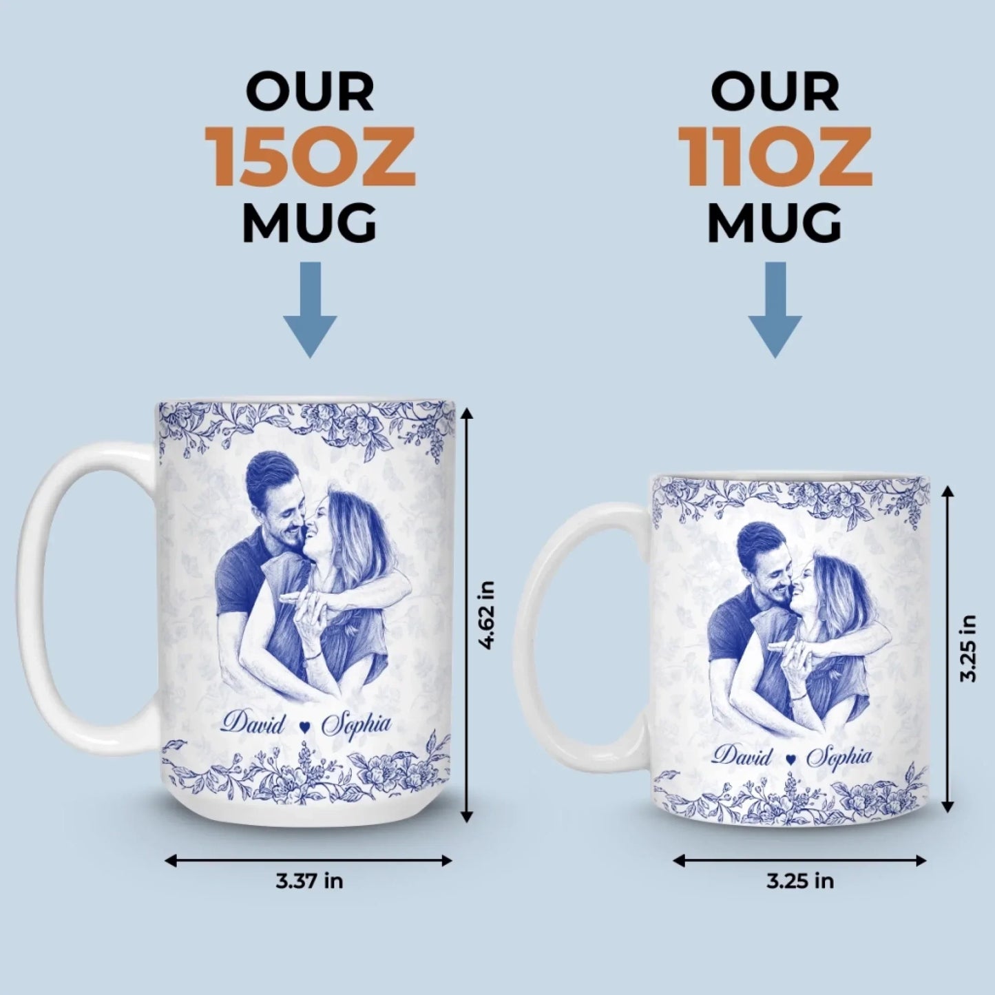 Custom Photo Mug - Personalized Anniversary Wedding Gifts For Husband And Wife, Him And Her - Holding Hearts Through Everything