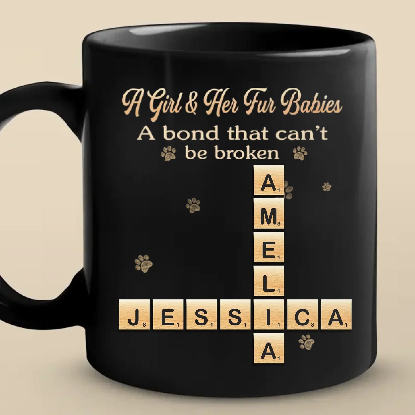 Custom Scrabble Black Mug - Personalized Birthday Gifts For Dog Cat Lovers, Dog Dad And Mom, Cat Owners - The Best Kind Of Chaos