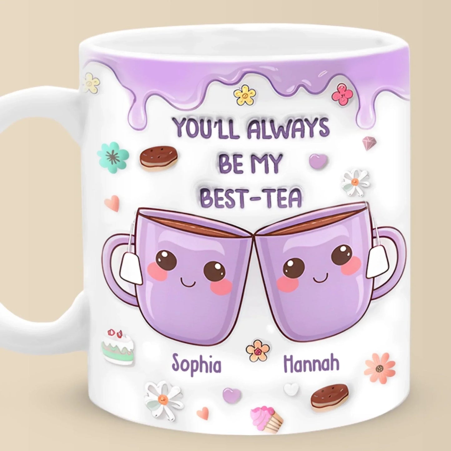 You're My Best-tea Forever - Bestie Personalized Custom 3D Inflated Effect Printed Mug - Gift For Best Friends, BFF, Sisters