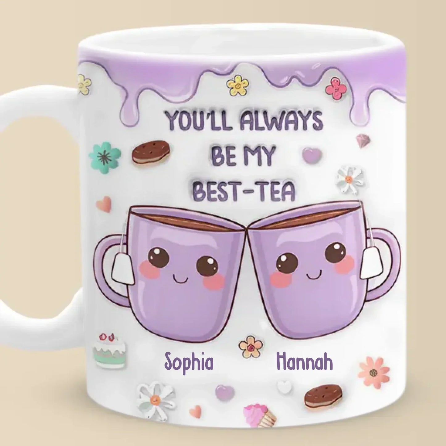 You're My Best-tea Forever - Bestie Personalized Custom 3D Inflated Effect Printed Mug - Gift For Best Friends, BFF, Sisters