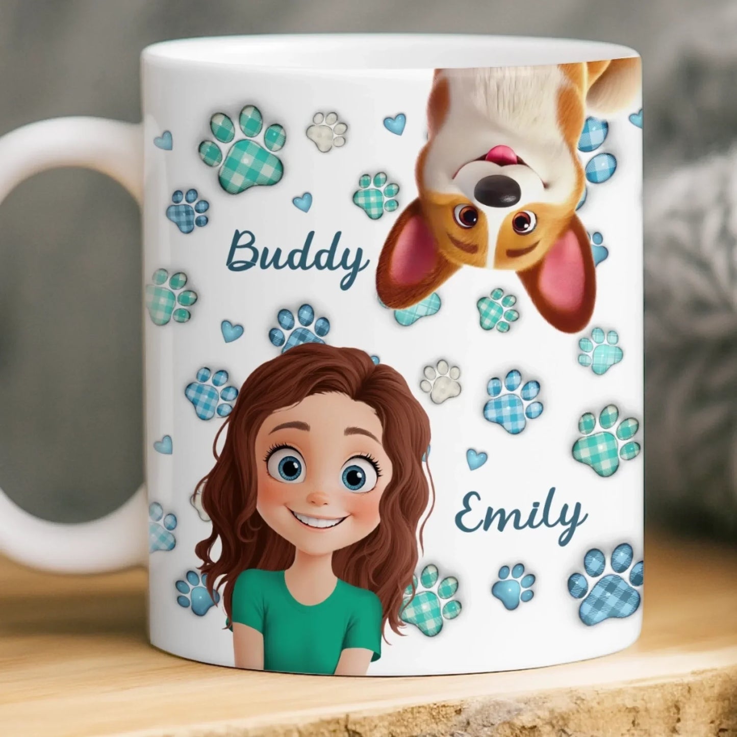 Custom 3D Inflated Effect Printed Mug - Personalized Birthday Gifts For Dog Cat Lovers, Dog Dad And Mom, Cat Owners - Paws Make Life Pop