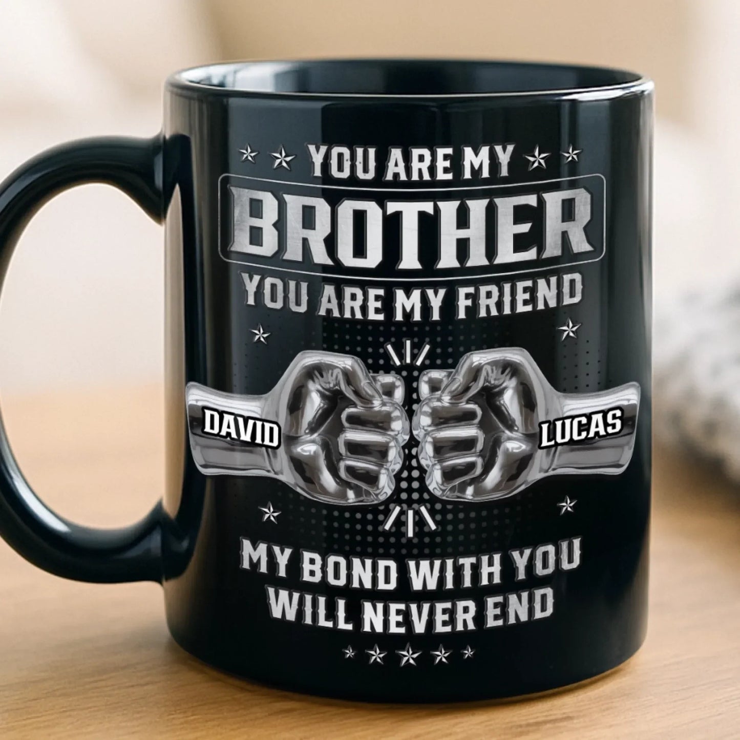 Custom Black Mug - Personalized Birthday Gifts For Dad, Brother, Sister - Not Just A Brother, My Forever Ally
