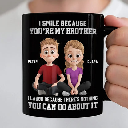 Custom Black Mug - Personalized Birthday Gifts For Brother - Chaos Runs In The Family