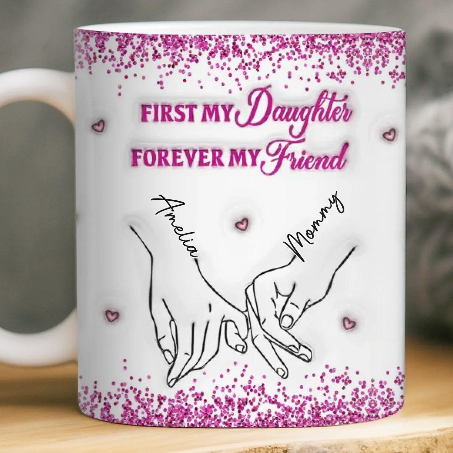 Custom 3D Inflated Effect Printed Mug - Personalized Birthday Gifts For Mom, Daughter - Loved More Than Coffee