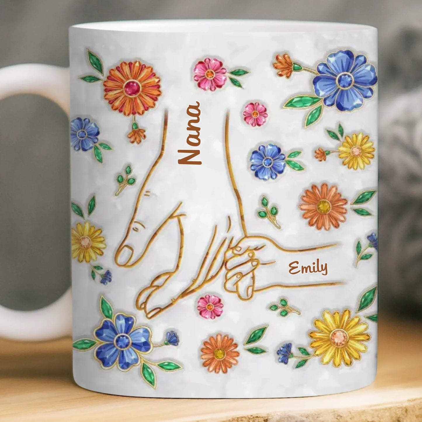 Custom 3D Inflated Effect Printed Mug - Personalized Mother's Day Gifts For Mom, Grandma - A Mother's Loving Hands