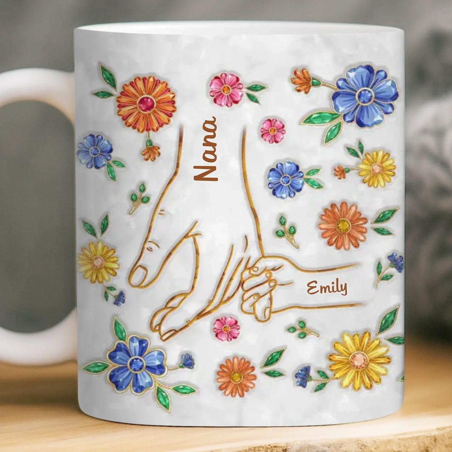 Custom 3D Inflated Effect Printed Mug - Personalized Mother's Day Gifts For Mom, Grandma - A Mother's Loving Hands