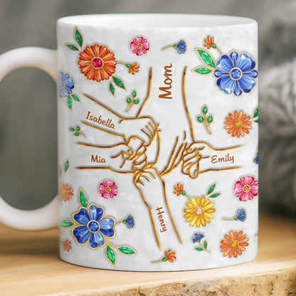 Custom 3D Inflated Effect Printed Mug - Personalized Mother's Day Gifts For Mom, Grandma - A Mother's Loving Hands