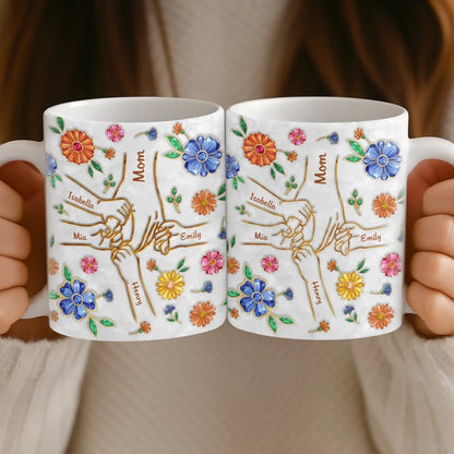 Custom 3D Inflated Effect Printed Mug - Personalized Mother's Day Gifts For Mom, Grandma - A Mother's Loving Hands
