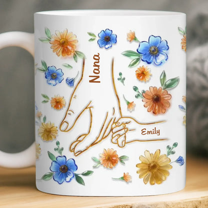 Custom 3D Inflated Effect Printed Mug - Personalized Mother's Day Gifts For Mom, Grandma - Family Love, Hand In Hand