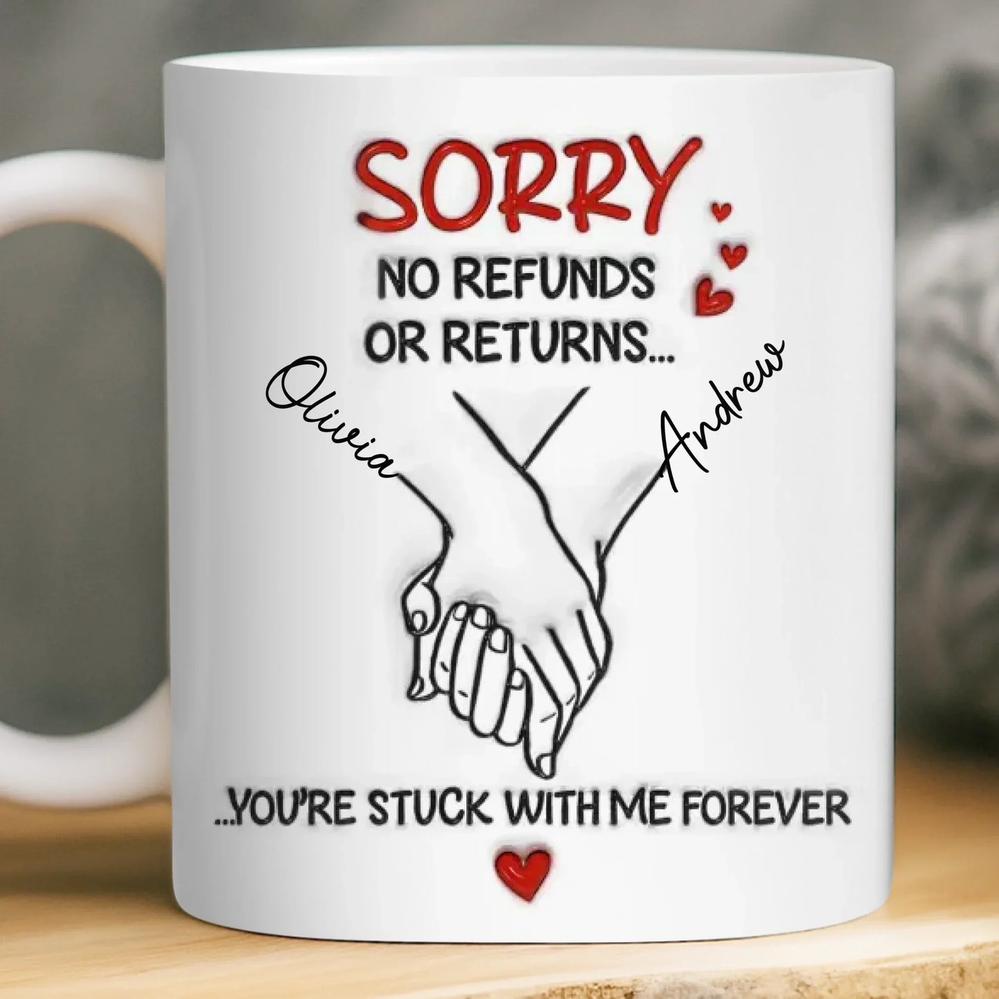 Custom 3D Inflated Effect Printed Mug - Personalized Anniversary Wedding Gifts For Husband And Wife, Him And Her - Side By Side Feels Natural
