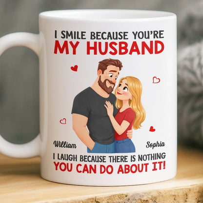 Custom Mug - Personalized Anniversary Wedding Gifts For Husband And Wife, Him And Her - Married You, Smiling Daily