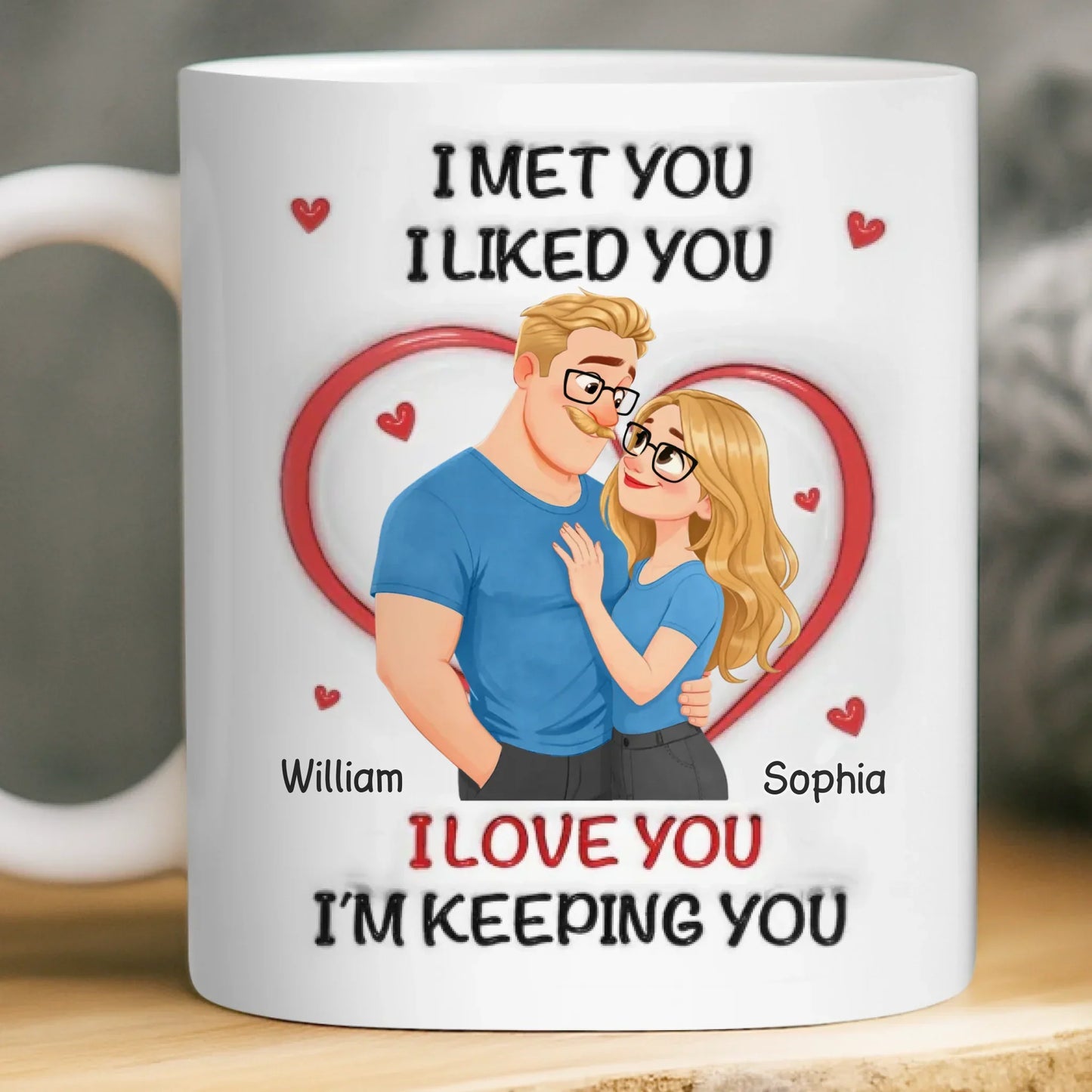 Custom 3D Inflated Effect Printed Mug - Personalized Anniversary Wedding Gifts For Husband And Wife, Him And Her - With You, Life's Funnier
