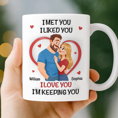 Custom 3D Inflated Effect Printed Mug - Personalized Anniversary Wedding Gifts For Husband And Wife, Him And Her - With You, Life's Funnier