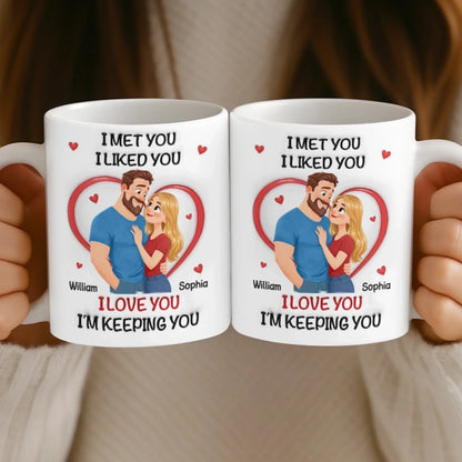 Custom 3D Inflated Effect Printed Mug - Personalized Anniversary Wedding Gifts For Husband And Wife, Him And Her - With You, Life's Funnier