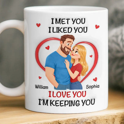 Custom 3D Inflated Effect Printed Mug - Personalized Anniversary Wedding Gifts For Husband And Wife, Him And Her - With You, Life's Funnier