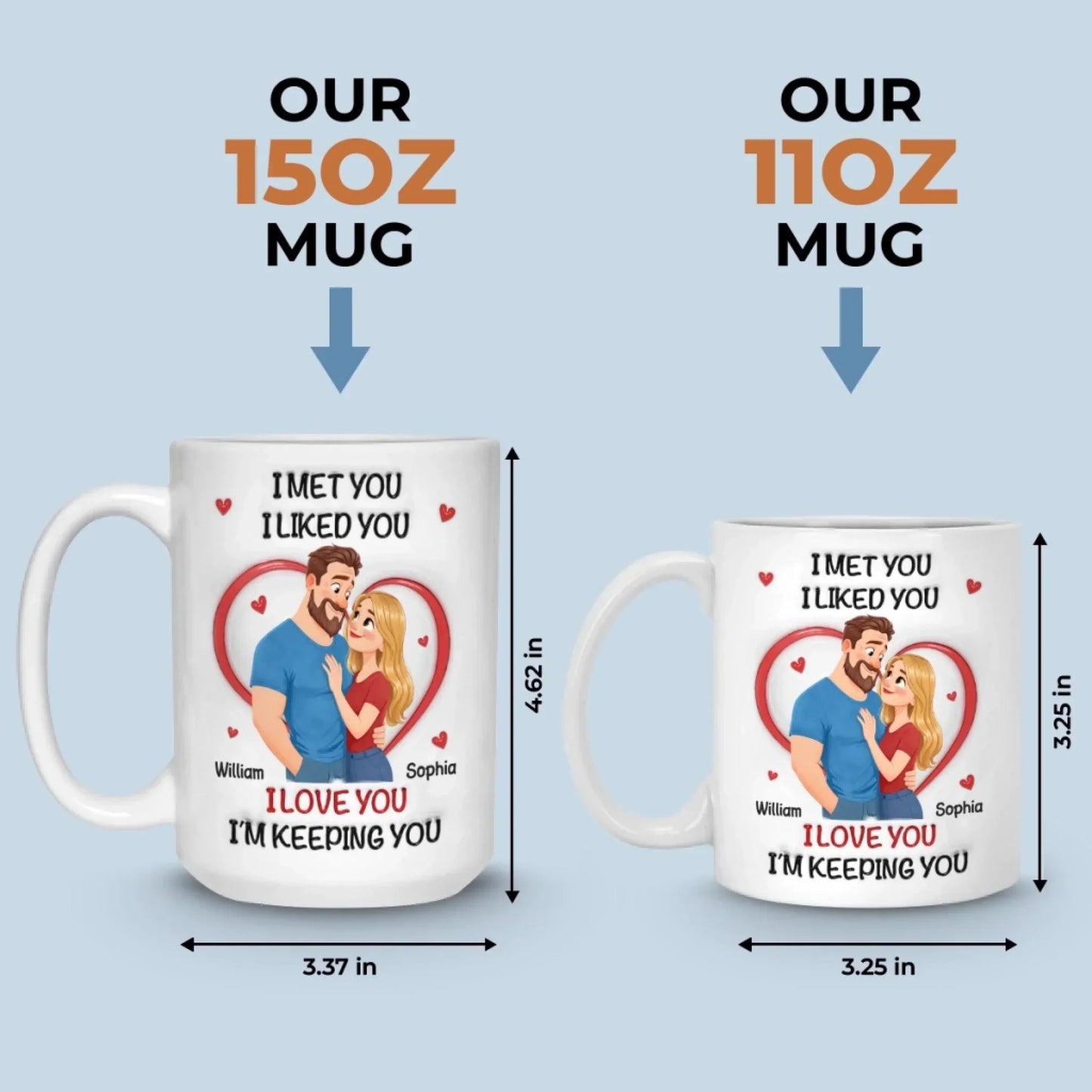 Custom 3D Inflated Effect Printed Mug - Personalized Anniversary Wedding Gifts For Husband And Wife, Him And Her - With You, Life's Funnier