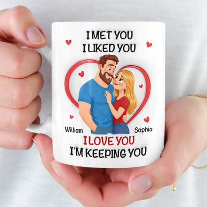 Custom 3D Inflated Effect Printed Mug - Personalized Anniversary Wedding Gifts For Husband And Wife, Him And Her - With You, Life's Funnier