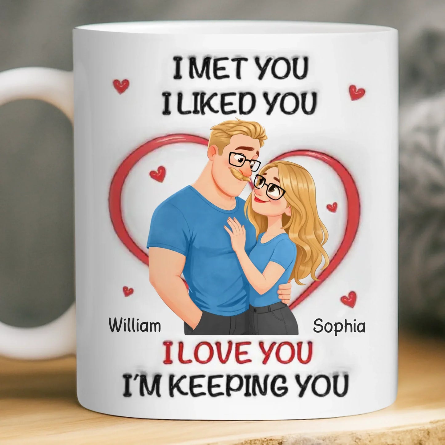Custom 3D Inflated Effect Printed Mug - Personalized Anniversary Wedding Gifts For Husband And Wife, Him And Her - With You, Life's Funnier