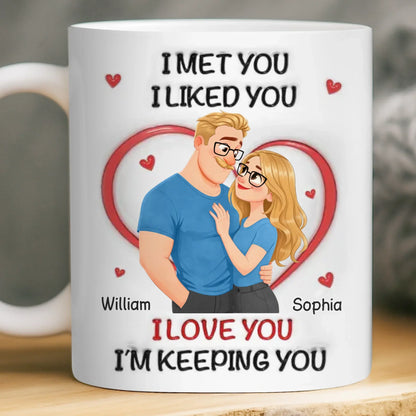 Custom 3D Inflated Effect Printed Mug - Personalized Anniversary Wedding Gifts For Husband And Wife, Him And Her - With You, Life's Funnier