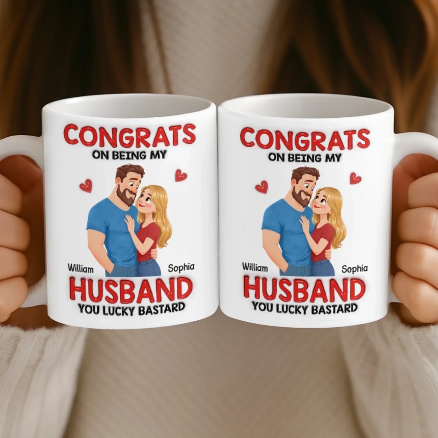 Custom 3D Inflated Effect Printed Mug - Personalized Anniversary Wedding Gifts For Husband And Wife, Him And Her - You're Welcome, Handsome
