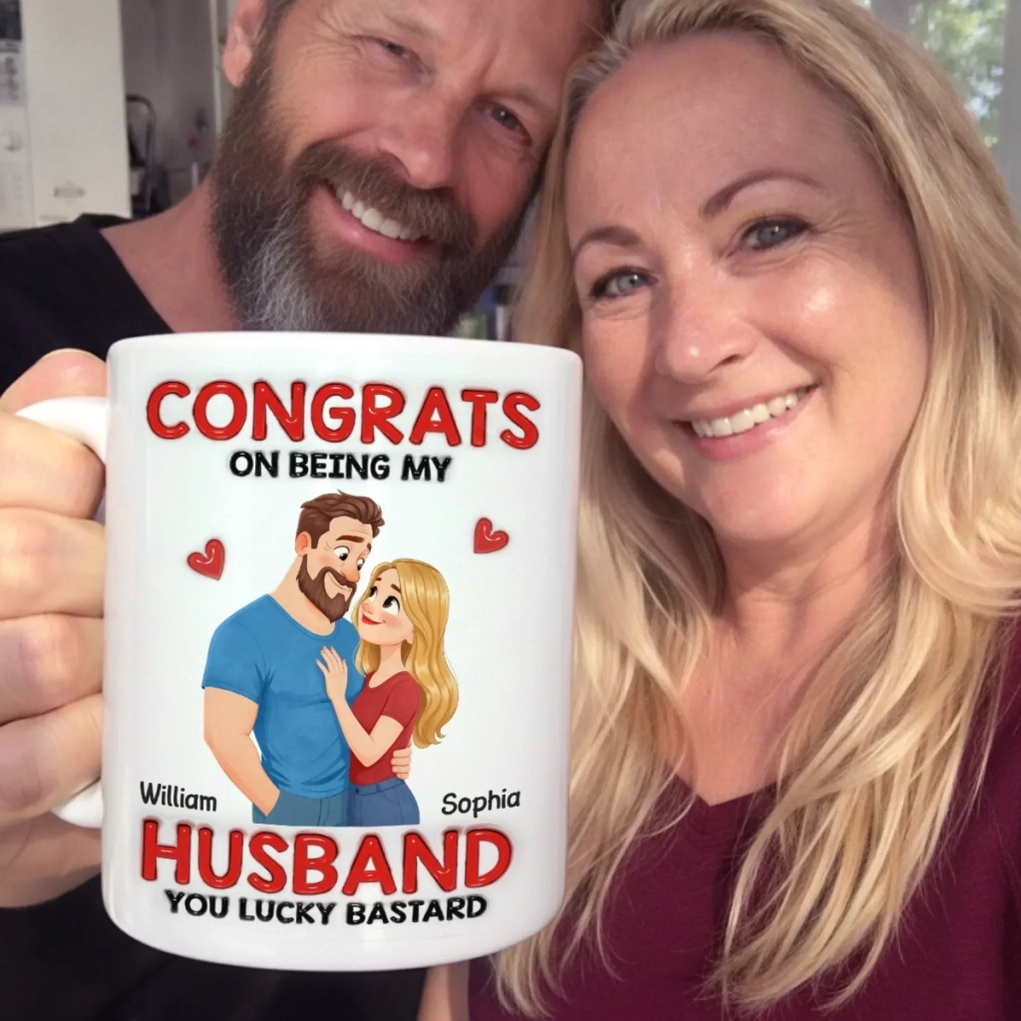 Custom 3D Inflated Effect Printed Mug - Personalized Anniversary Wedding Gifts For Husband And Wife, Him And Her - You're Welcome, Handsome