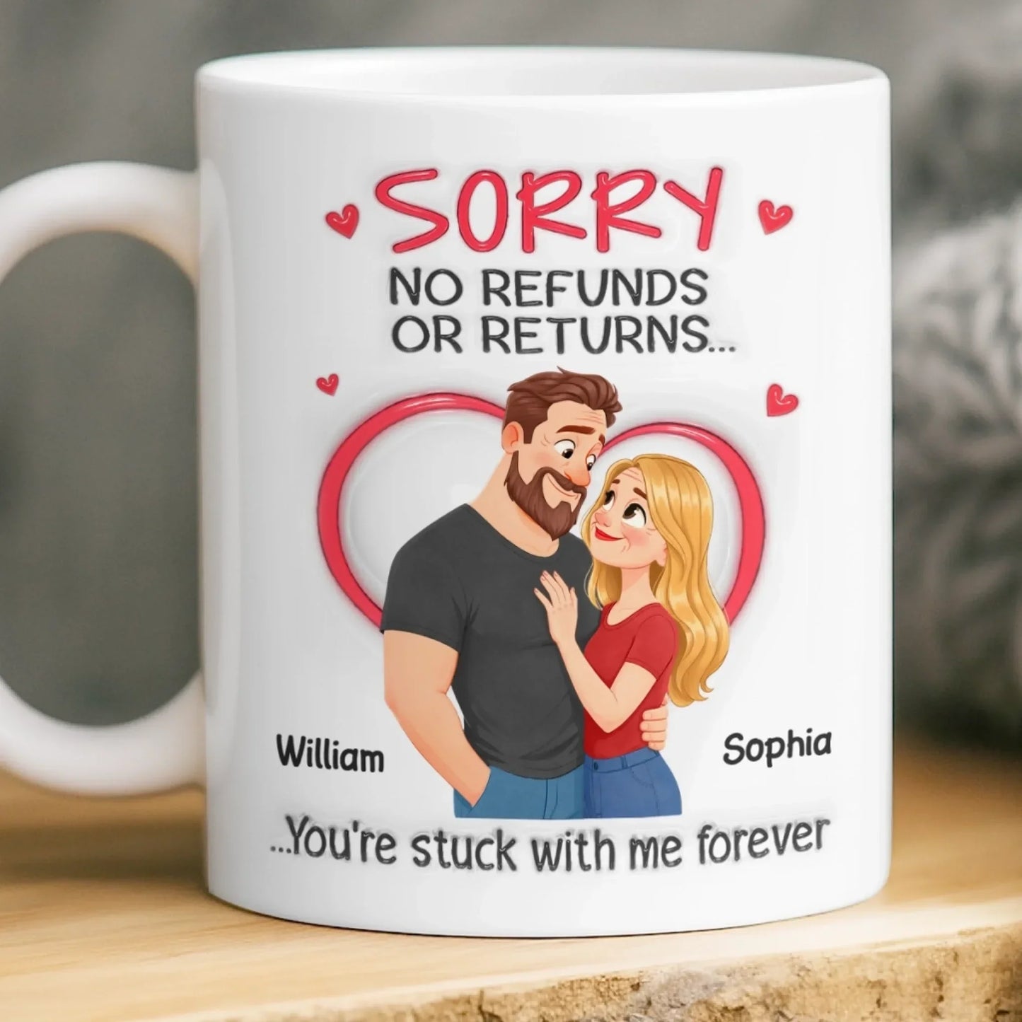 Custom 3D Inflated Effect Printed Mug - Personalized Anniversary Wedding Gifts For Husband And Wife, Him And Her - Our Love Needs No Date