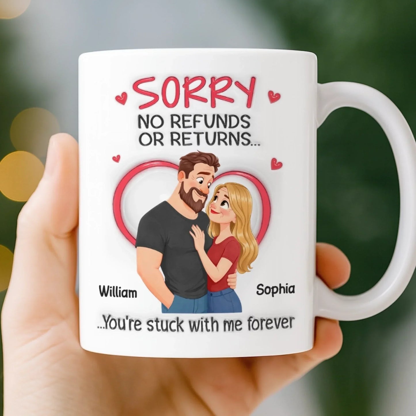 Custom 3D Inflated Effect Printed Mug - Personalized Anniversary Wedding Gifts For Husband And Wife, Him And Her - Our Love Needs No Date