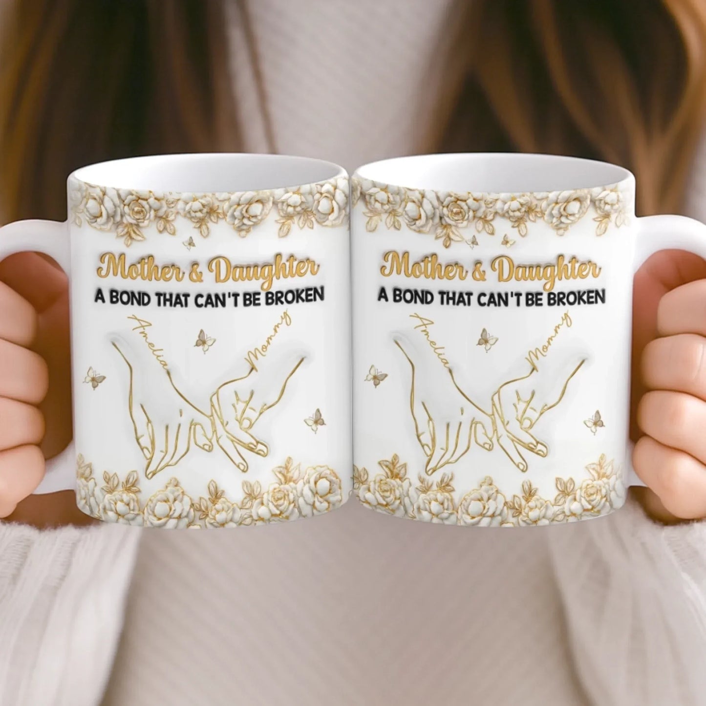 Custom 3D Inflated Effect Printed Mug - Personalized Birthday Gifts For Mom, Daughter - Born To Be Loved