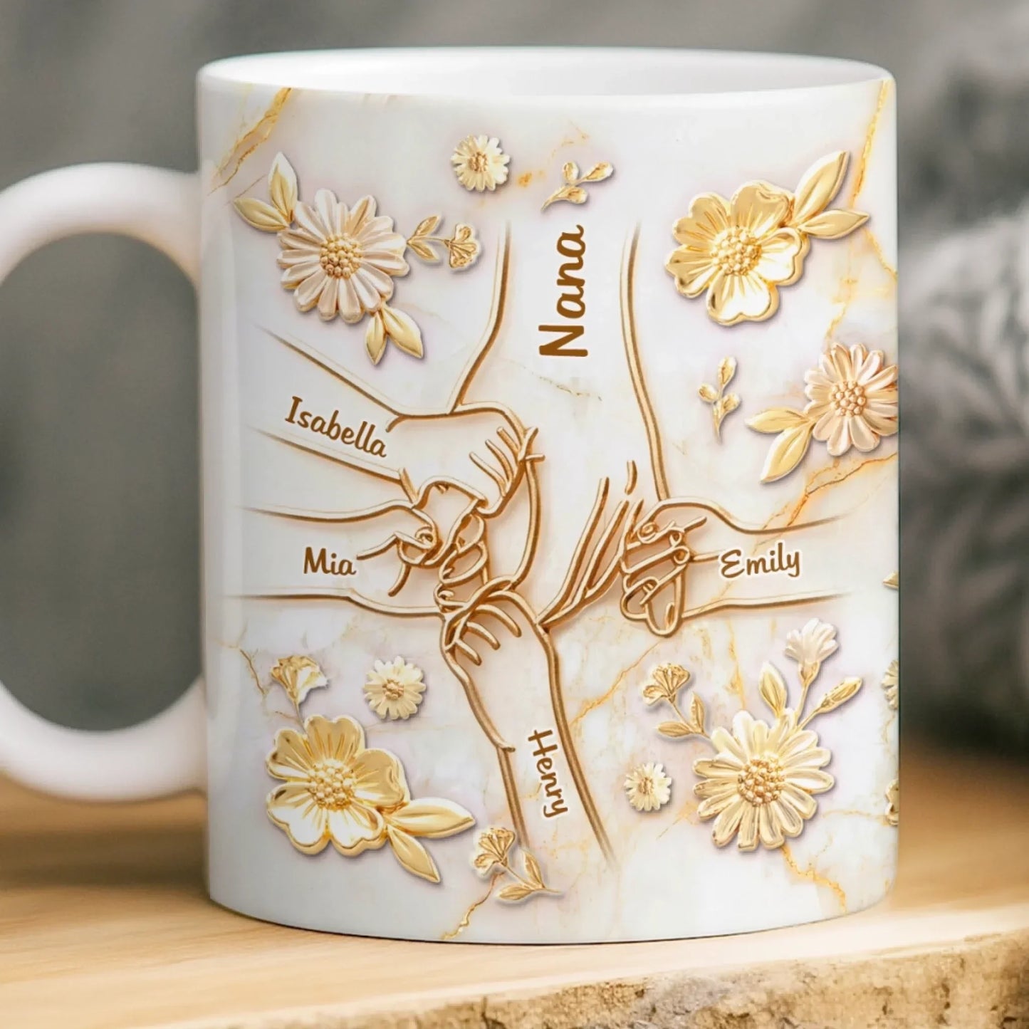 Custom 3D Inflated Effect Printed Mug - Personalized Mother's Day Gifts For Mom, Grandma - Love Passed Down Forever
