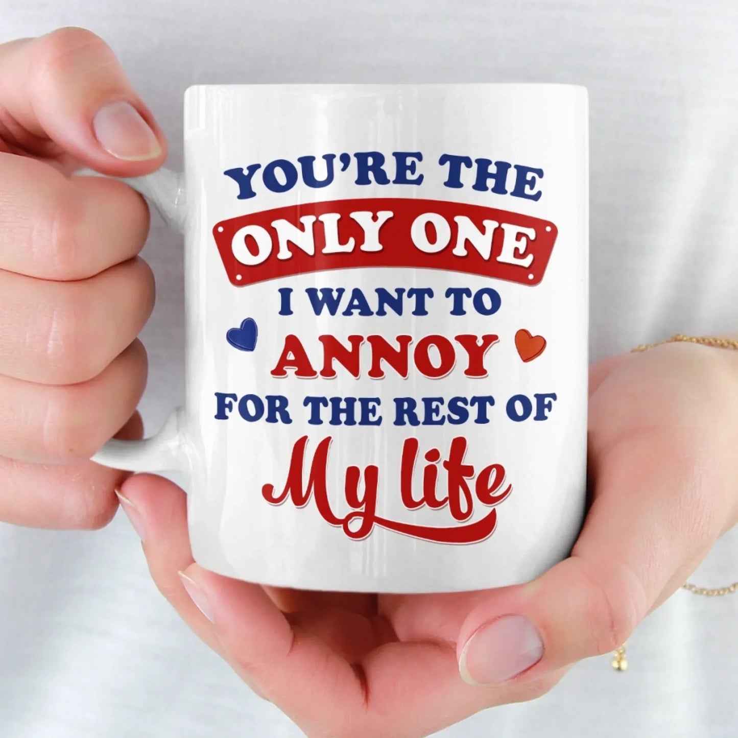 Custom Mug - Personalized Anniversary Wedding Gifts For Husband And Wife, Him And Her - One Love One Life