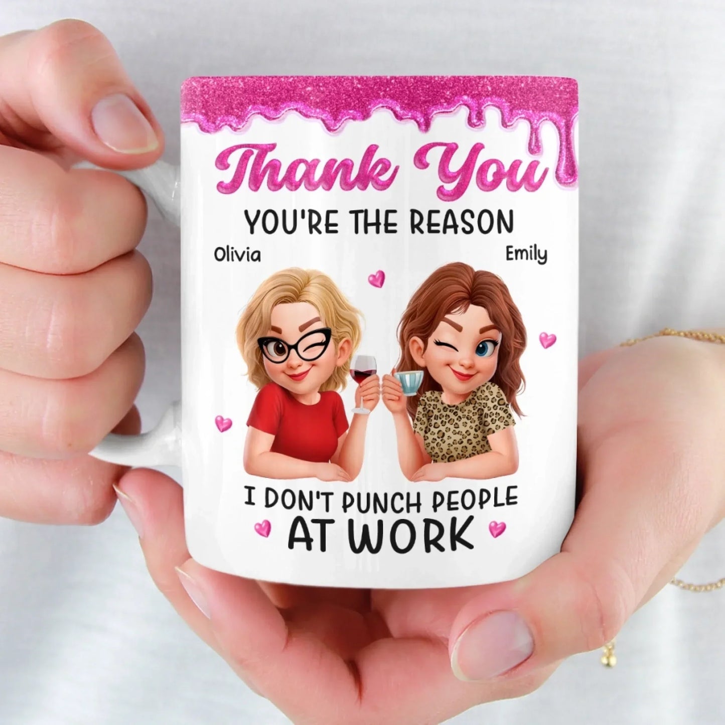 Custom 3D Inflated Effect Printed Mug - Personalized Retirement Gifts For Women, Besties, Sisters, BFF - You're My Work Therapy