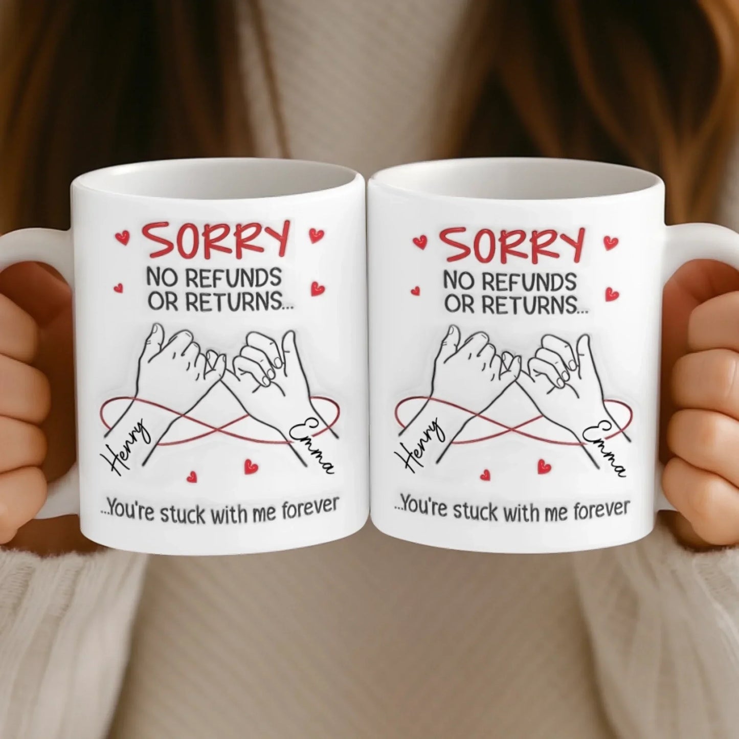Custom 3D Inflated Effect Printed Mug - Personalized Anniversary Wedding Gifts For Husband And Wife, Him And Her - Built On Love