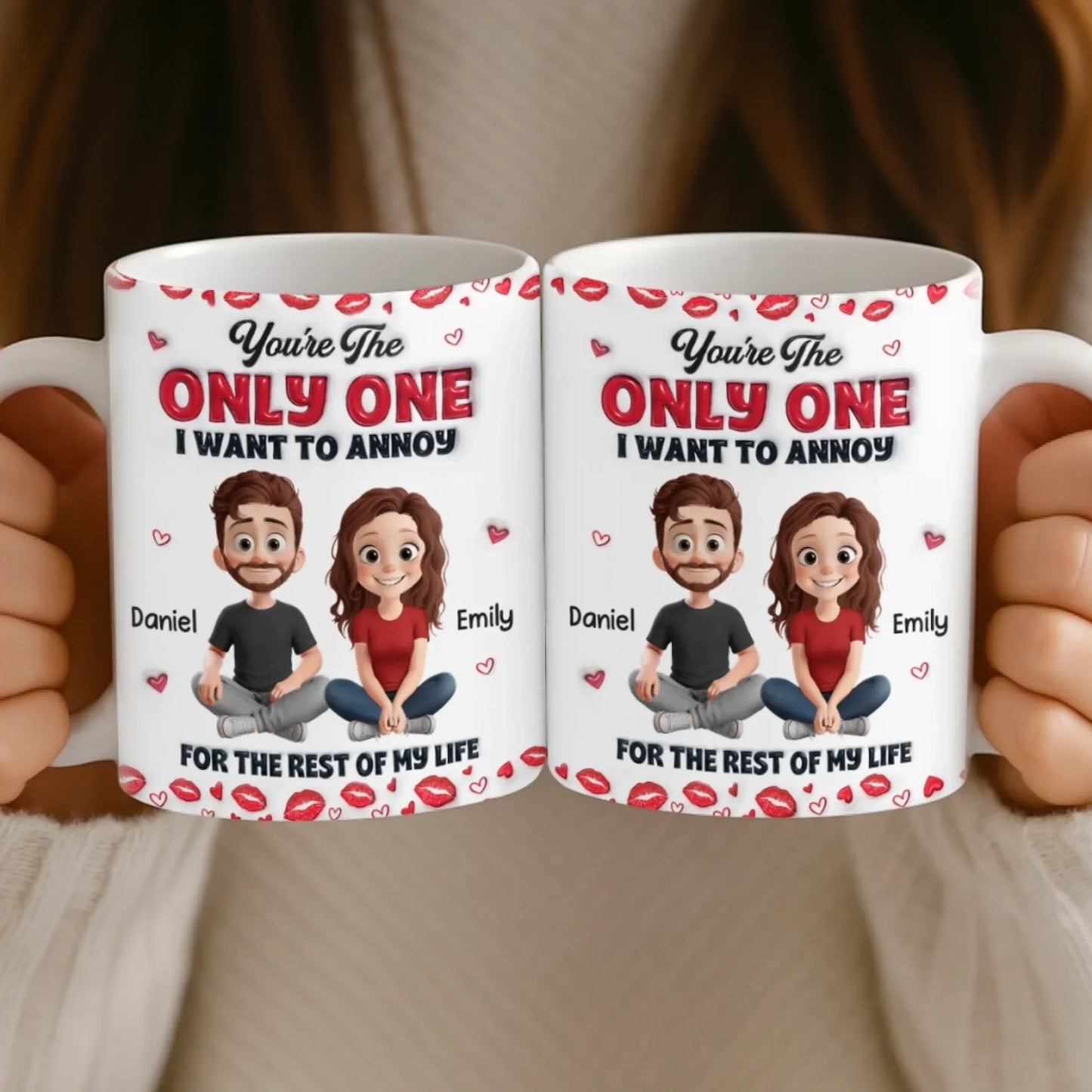 Custom 3D Inflated Effect Printed Mug - Personalized Anniversary Wedding Gifts For Husband And Wife, Him And Her - Love You More Every Day
