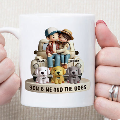 Couple On Truck You Me And The Dog Cats Personalized Mug, Heartfelt Gift For Couple, For Dog Lovers, Cat Lovers, Pet Lovers
