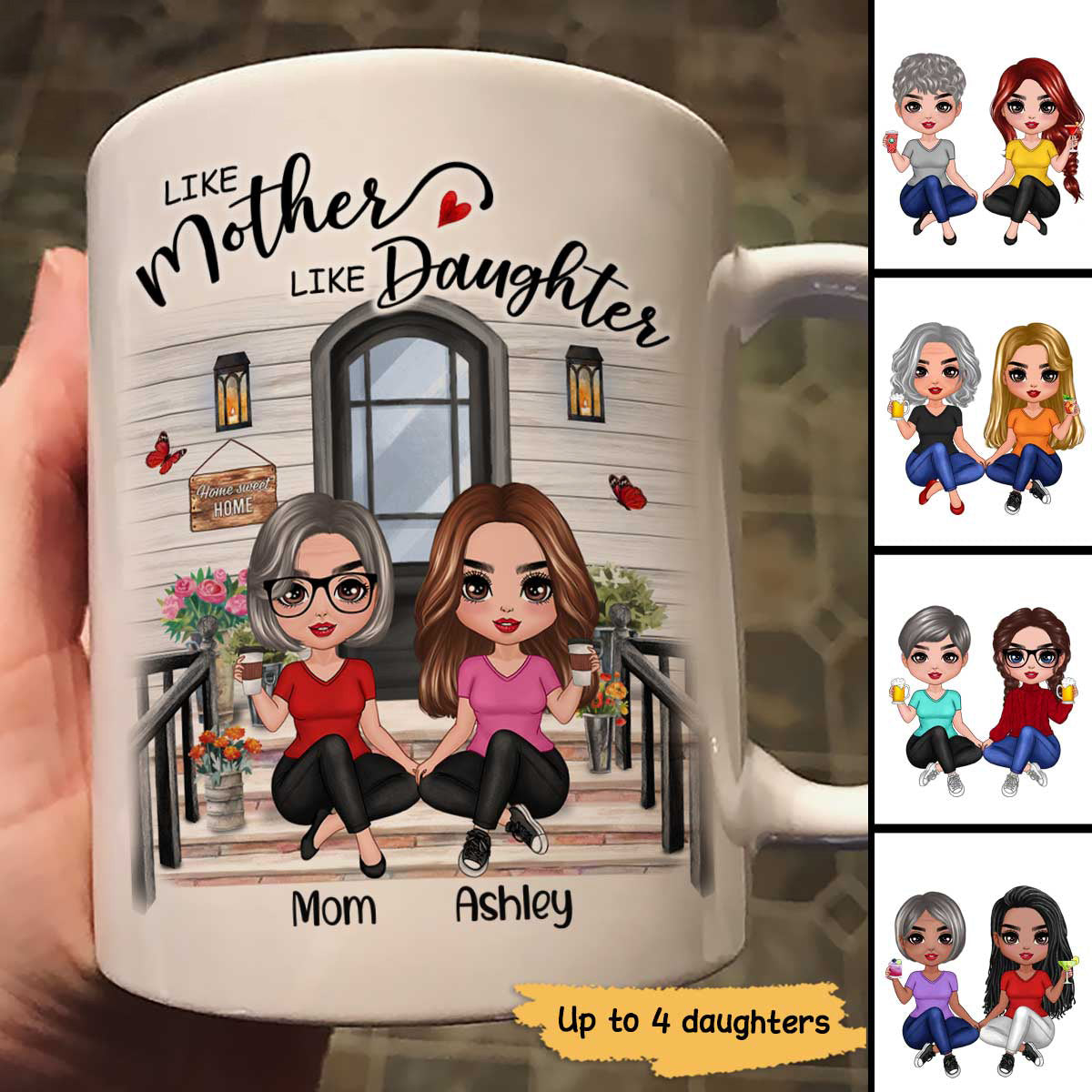 Doll Mother Daughter Front Porch Personalized Mug