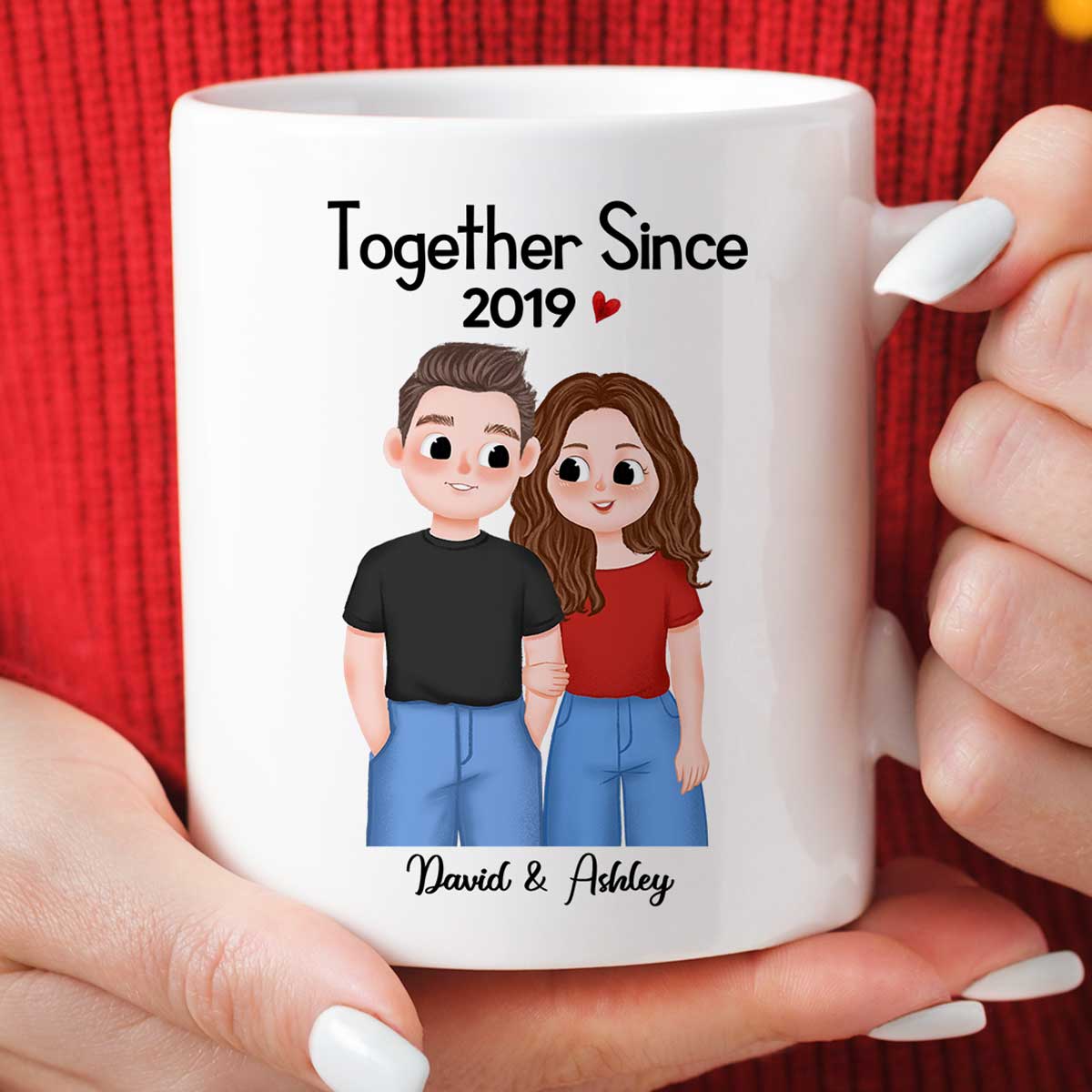 Cute Illustration Couple Together Since Gift For Him For Her Personalized Mug
