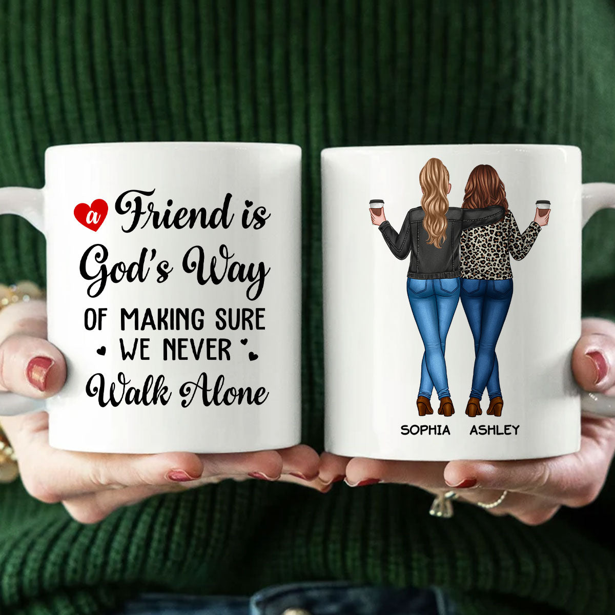 A Friend Is God's Way Besties Best Friend Gift Cup, Friendship Personalized Mug