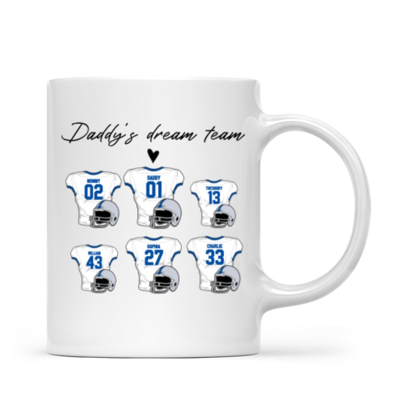 Daddy's Dream Team American Football Personalized Mug