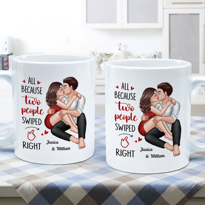 Couple Kissing All Because Two People Swiped Right Personalized Mug