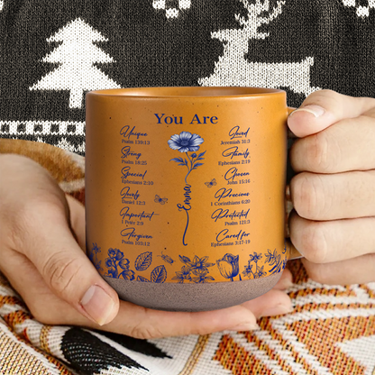 God Says You Are Christian Gift Toile De Jouy Birth Flower Pottery Mug HO82 894638