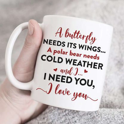 A Butterfly Needs Its Wings I Need You Personalized Couple Mug, Gift For Couple