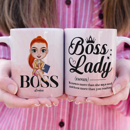 Boss Lady Knows More Than She Says Personalized Boss Lady Mug