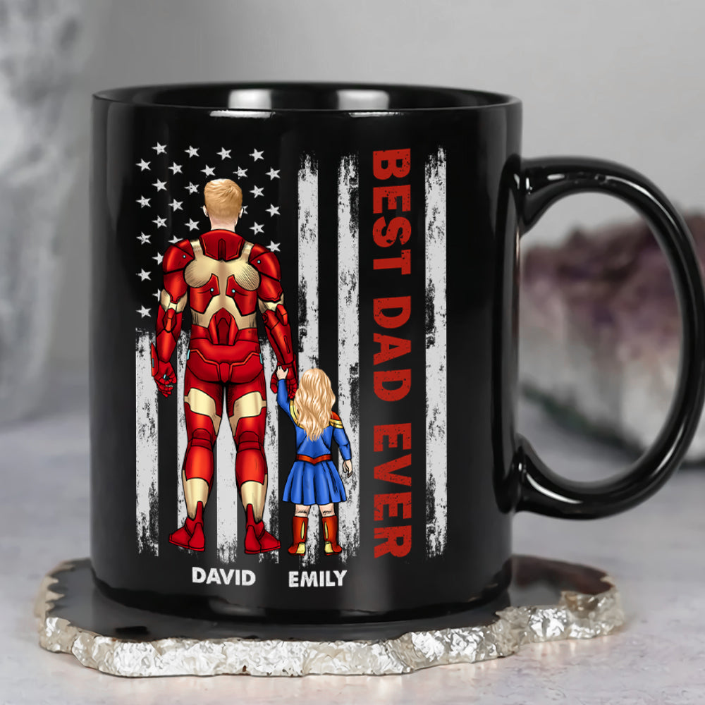 The Hero Dad 04dnhn050523TM Personalized Black Mug
