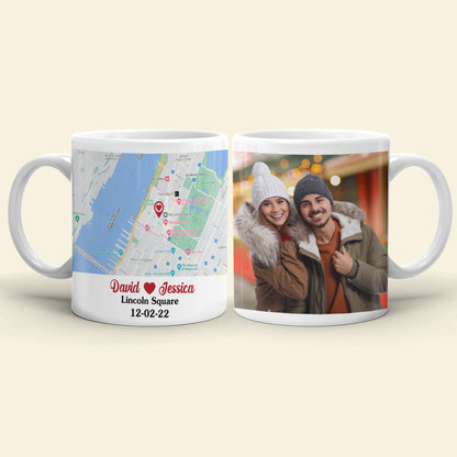 Custom Couple Photo Mug, Custom Love Map, Gift For Couple