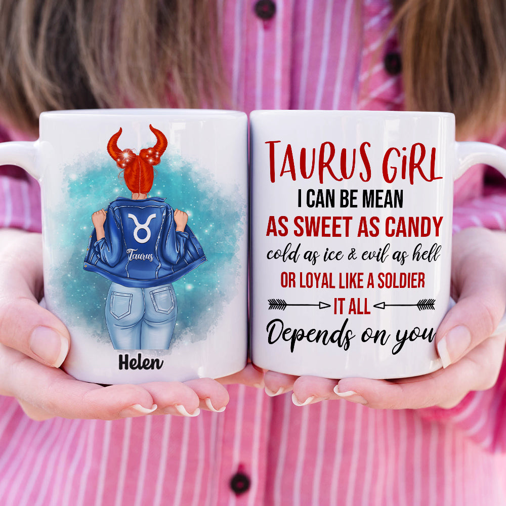 I Can Be Mean As Sweet As Candy - Personalized White Mug - Gift For Zodiac Girl