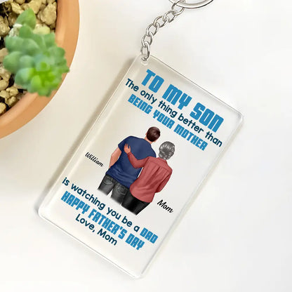 To My Son Back-View Hug Ceramic Mug Watching You Be a Dad Father's Day Gift
