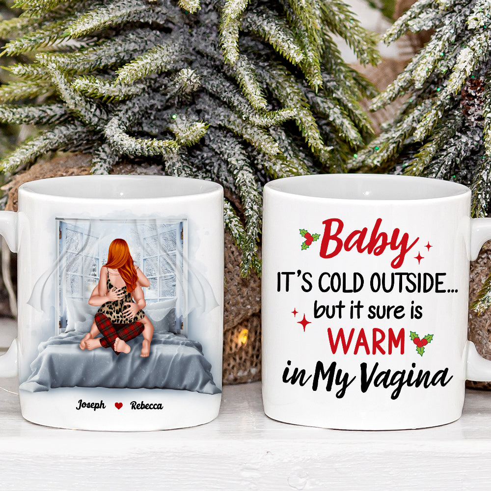 Baby, It's Cold Outside, Couple Gift, Personalized Coffee Mug, Naughty Couple Mug, Christmas Gift