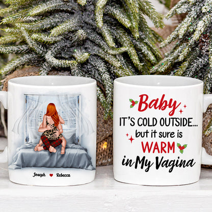 Baby, It's Cold Outside, Couple Gift, Personalized Coffee Mug, Naughty Couple Mug, Christmas Gift