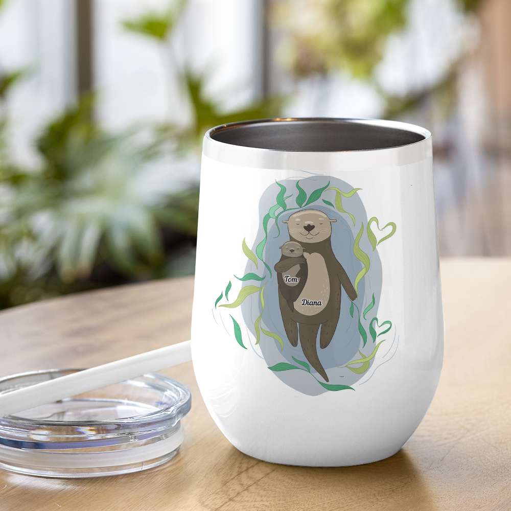 Otter Mother's Love Grows By Giving, Personalized Mom White Mug, Accent, Wine Tumbler Gift For Mom