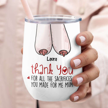 Thank You For All The Sacrifices, Gift For Mom, Personalized Mug, Saggy Boobs Mug, Mother's Day Gift